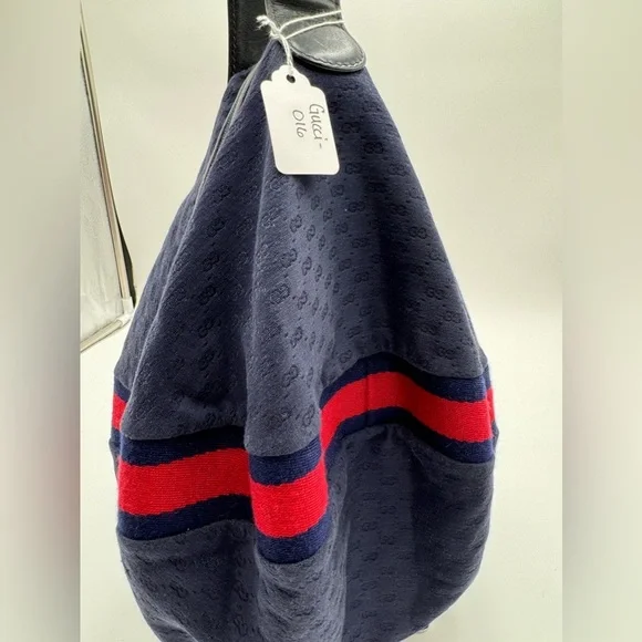 Gucci-Authentic-Vintage Micro G Denim Canvas Bubble Bag w Pouch -Rare UNICORN!! - Picture 9 of 14